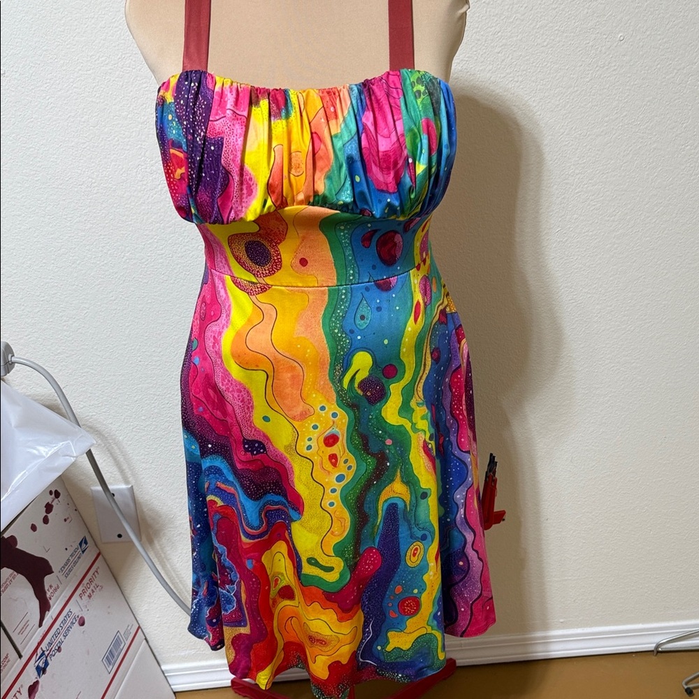 Vibrant Strapless Multicolor Dress